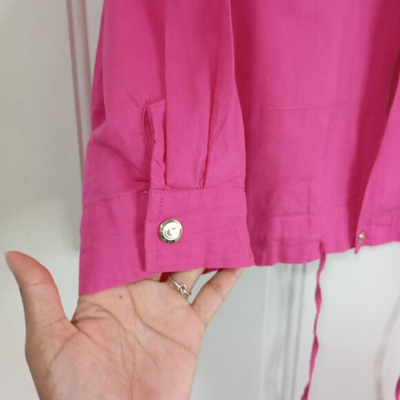 Calligraphie By Anthropologie Lightweight Jacket Women Pink & Snap Cuffs Sz M - Picture 6 of 16
